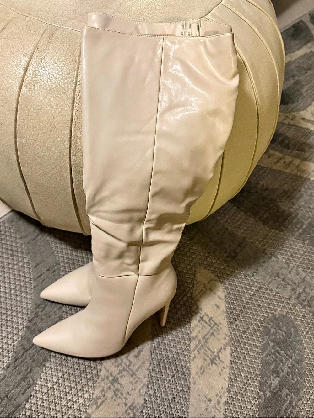 Cream-Knee Boots US 8.5 New